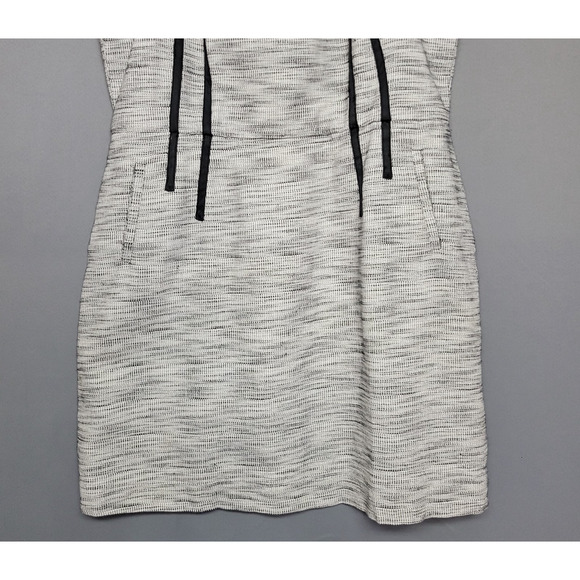 I Love Ronson Sheath Dress Womens 14 Tweed Linen Blend Black White Halter - Picture 4 of 12